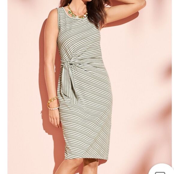 Cotton Side Tie Shift Dress Sunday Morning Stripe - Picture 3 of 8